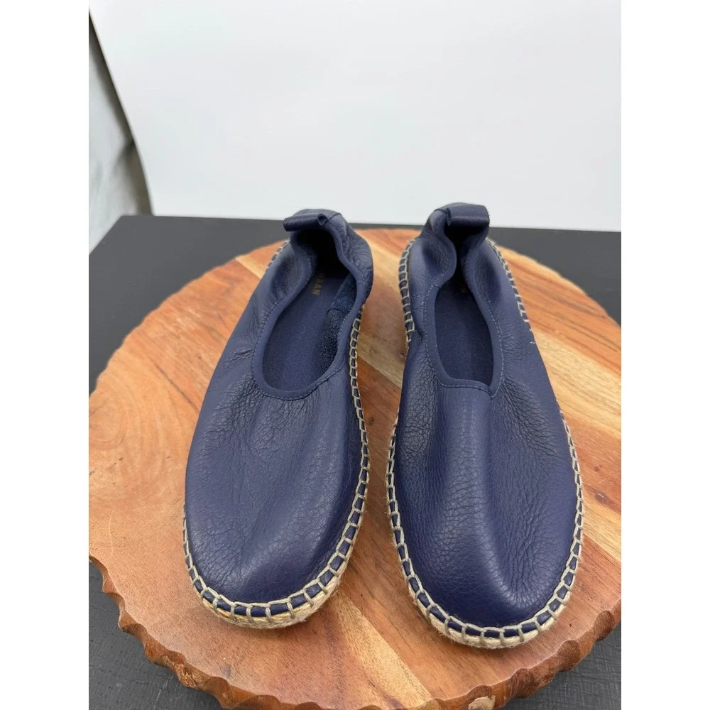 Cole Haan Pinch Maine Cloudfeel Espadrille sz 8 Navy Blue Leather Slip On Flat